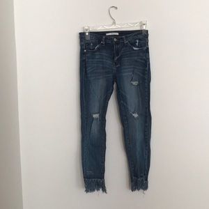 Medium Wash Fringe Jeans